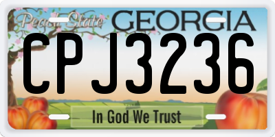 GA license plate CPJ3236