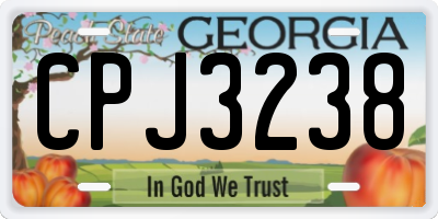 GA license plate CPJ3238