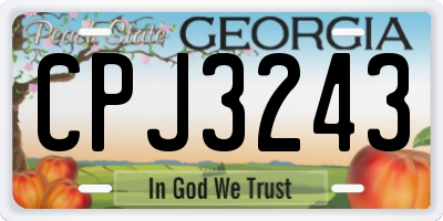 GA license plate CPJ3243
