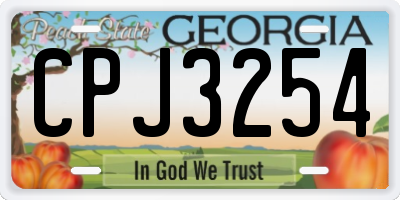 GA license plate CPJ3254