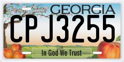 GA license plate CPJ3255
