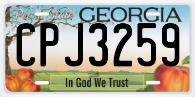 GA license plate CPJ3259
