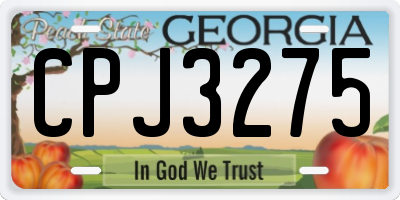 GA license plate CPJ3275
