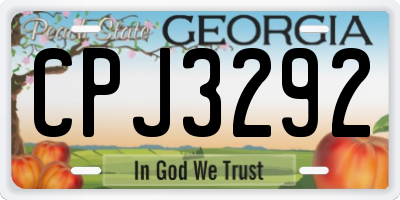 GA license plate CPJ3292