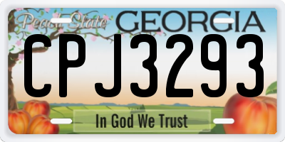 GA license plate CPJ3293