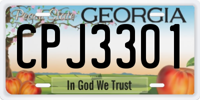 GA license plate CPJ3301