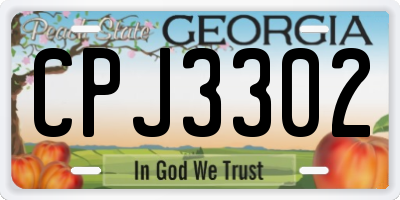 GA license plate CPJ3302