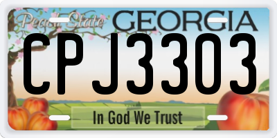GA license plate CPJ3303