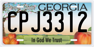 GA license plate CPJ3312