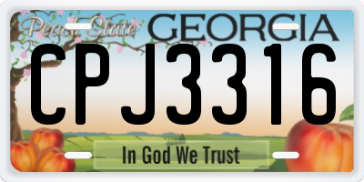 GA license plate CPJ3316