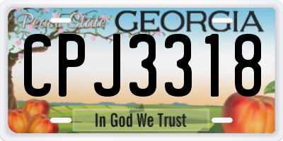 GA license plate CPJ3318