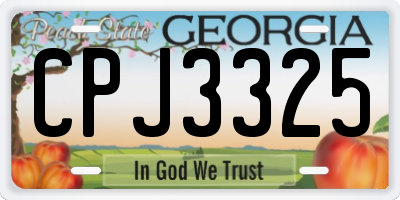 GA license plate CPJ3325