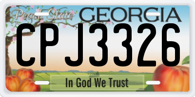 GA license plate CPJ3326