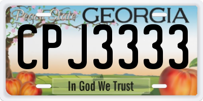 GA license plate CPJ3333