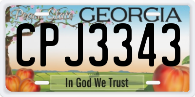GA license plate CPJ3343