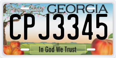 GA license plate CPJ3345