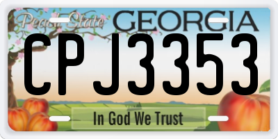 GA license plate CPJ3353