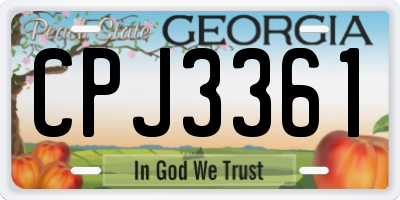 GA license plate CPJ3361