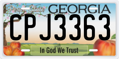 GA license plate CPJ3363