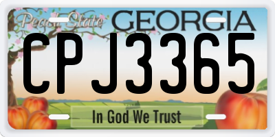 GA license plate CPJ3365