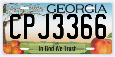 GA license plate CPJ3366