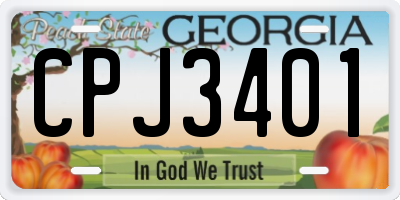 GA license plate CPJ3401