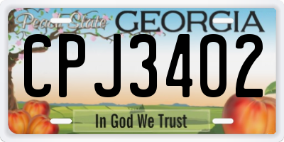 GA license plate CPJ3402