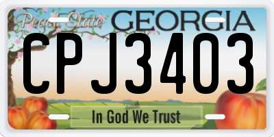 GA license plate CPJ3403