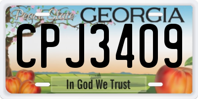 GA license plate CPJ3409