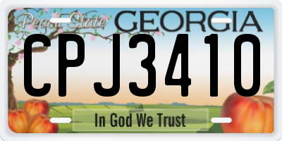 GA license plate CPJ3410