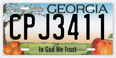GA license plate CPJ3411