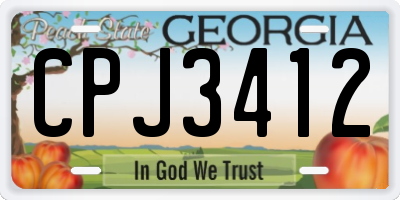 GA license plate CPJ3412