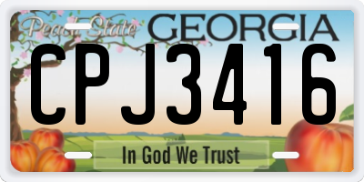 GA license plate CPJ3416