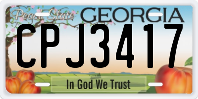 GA license plate CPJ3417