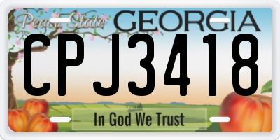 GA license plate CPJ3418