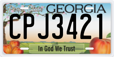 GA license plate CPJ3421