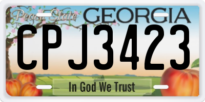GA license plate CPJ3423