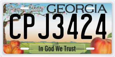 GA license plate CPJ3424