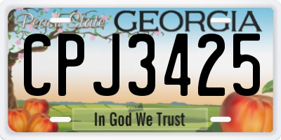 GA license plate CPJ3425