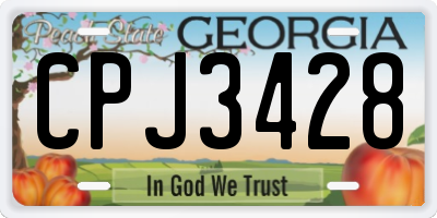 GA license plate CPJ3428
