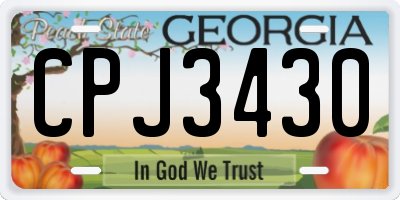 GA license plate CPJ3430