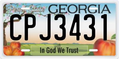 GA license plate CPJ3431