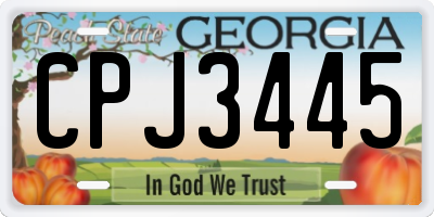 GA license plate CPJ3445