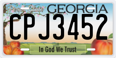 GA license plate CPJ3452