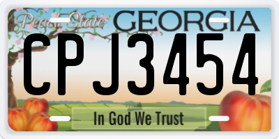 GA license plate CPJ3454