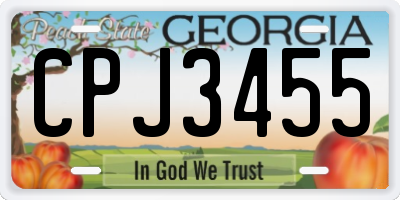 GA license plate CPJ3455