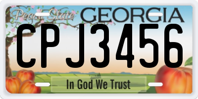 GA license plate CPJ3456