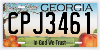 GA license plate CPJ3461