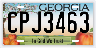 GA license plate CPJ3463