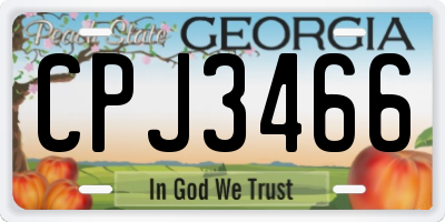 GA license plate CPJ3466